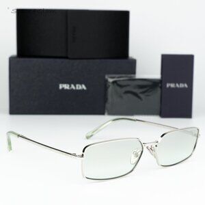 NEW Prada PRA60S 1BC80G Silver Grey Mirror Rectangle Unisex Sunglasses 0PR A60S